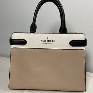Kate Spade Staci Colorblock Saffiano Leather Satchel – Warm Beige – Like New